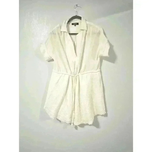 Aakaa Dress Womens Small White Tie Waist Pullover Frayed Hem Casual Boho - Picture 8 of 11